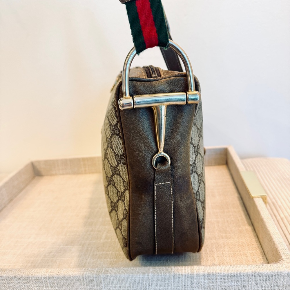 Gucci Vintage Monogram Crossbody Bag Sherry Web Stripe GG Supreme Coated Canvas - Picture 11 of 17